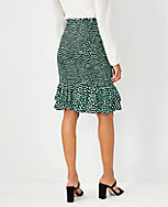 Petite Spotted Smocked Flounce Pencil Skirt carousel Product Image 2