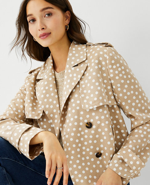 Petite Dotted Swing Trench Coat | Ann Taylor