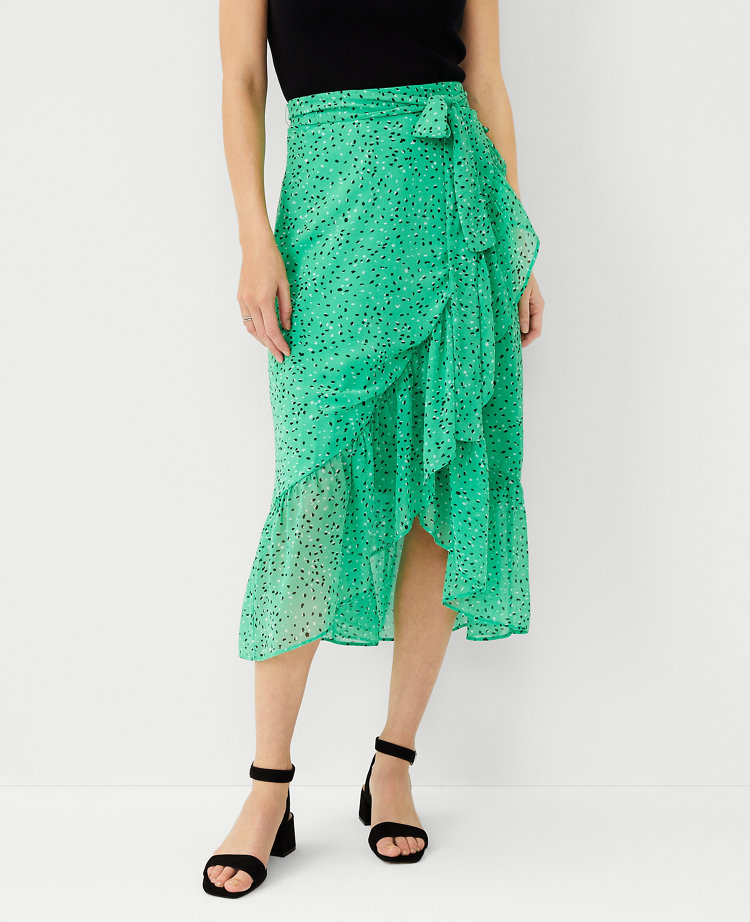 Petite Flecked Flounce Wrap Midi Skirt carousel Product Image 3