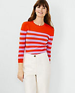 Petite Striped Scalloped Sweater carousel Product Image 3