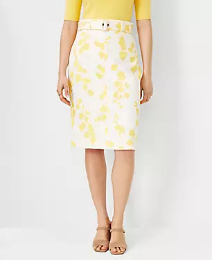 Petite Floral Belted Pencil Skirt carousel Product Image 1