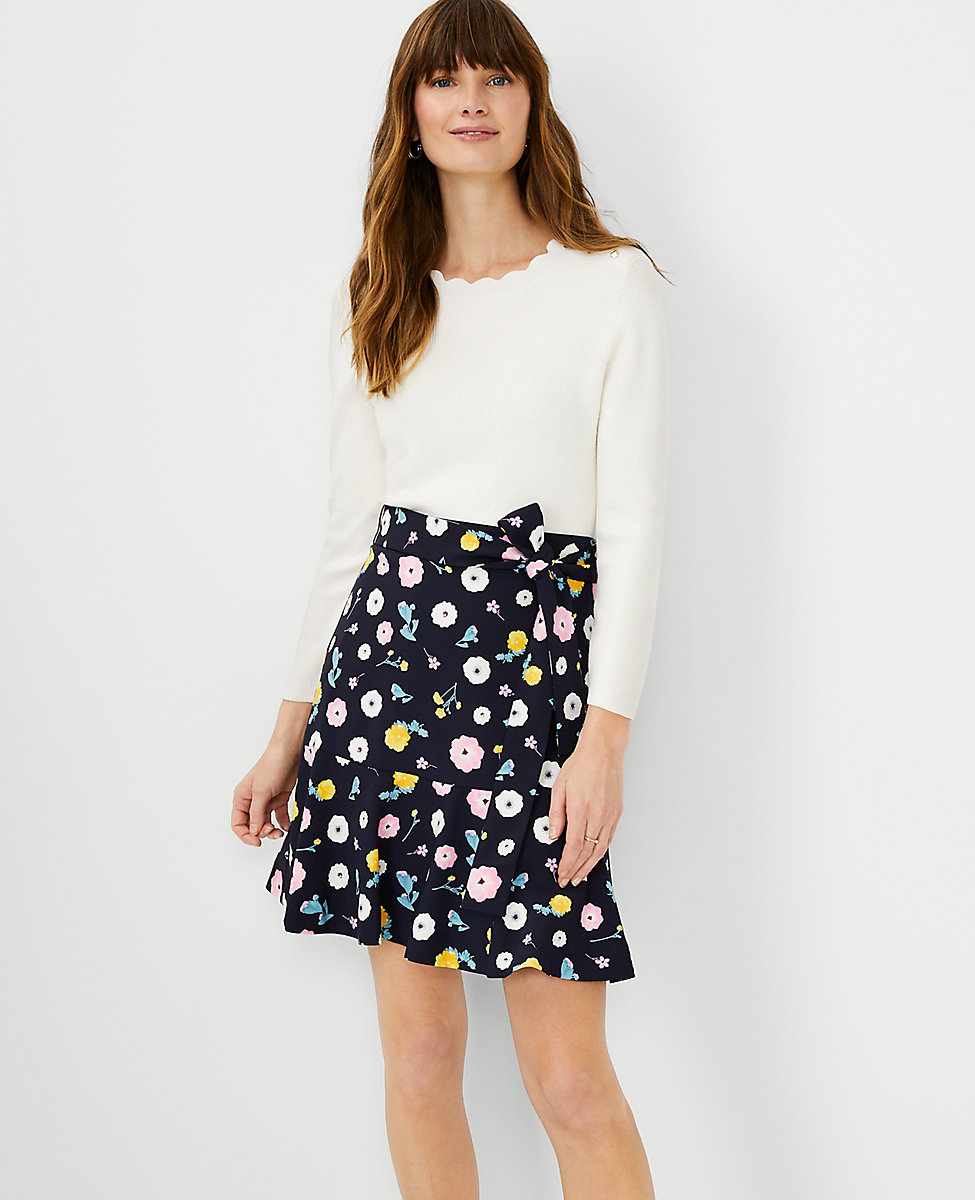 Petite Floral Flounce Skirt