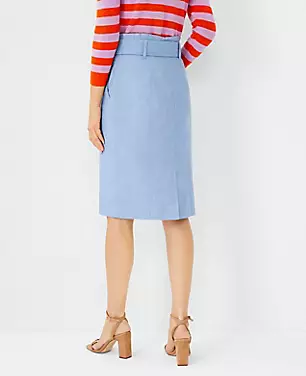 Petite Chambray D-Ring Belt Pencil Skirt carousel Product Image 2