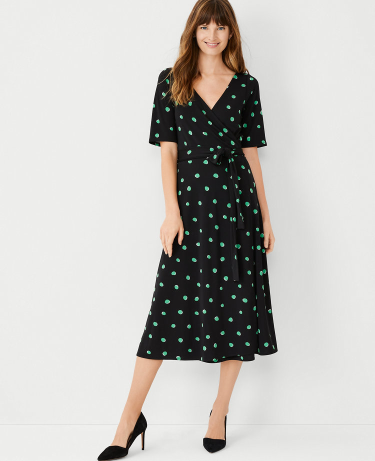 Petite Dotted Wrap Dress