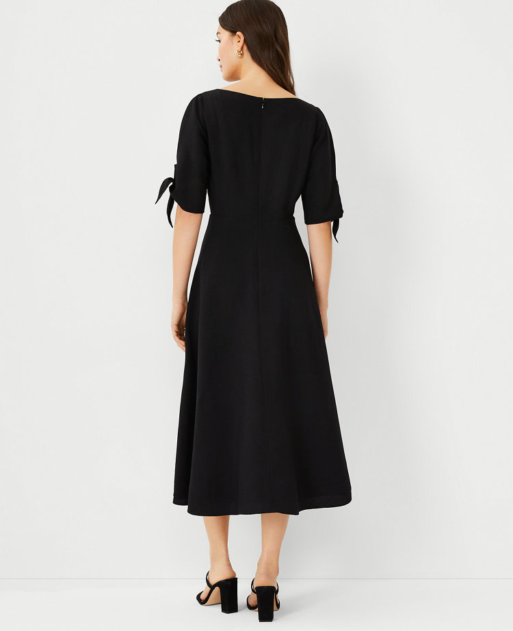 tie neck collared flare dress Tie-Neck Flare Dress main image 0