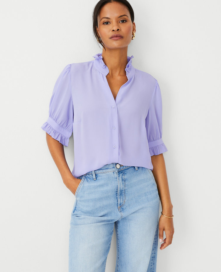 Petite Ruffle Collar Shirt carousel Product Image 1