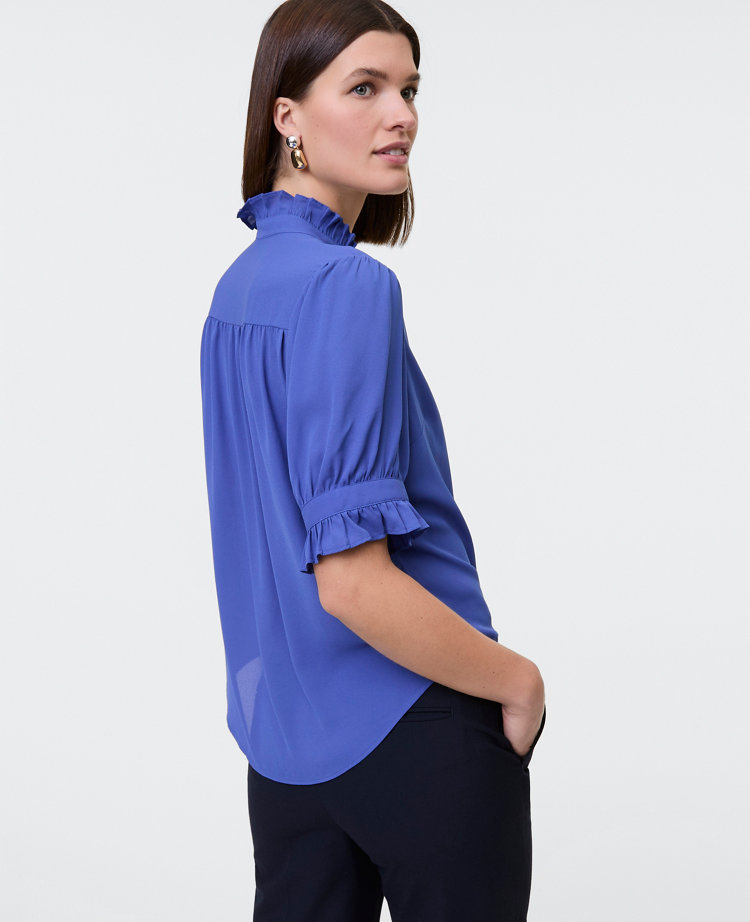 Petite Ruffle Collar Blouse