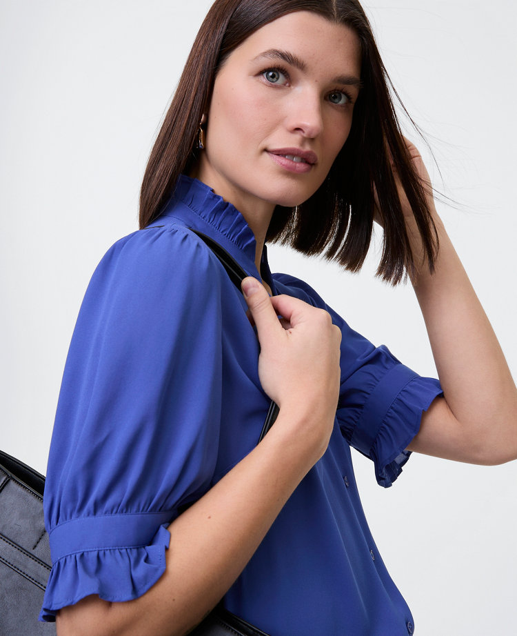 Petite Ruffle Collar Shirt carousel Product Image 3