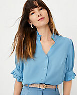 Petite Ruffle Button Top carousel Product Image 1