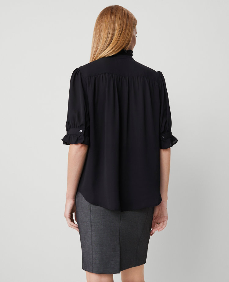 Petite Ruffle Collar Blouse