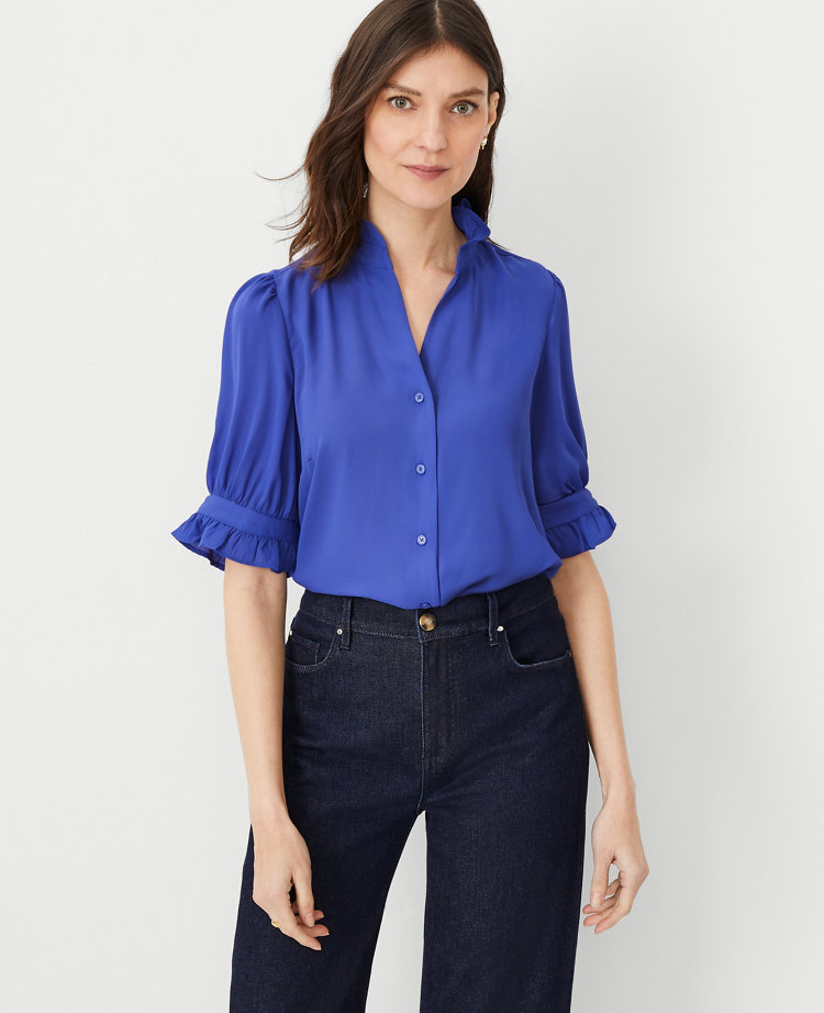 Petite Ruffle Collar Shirt carousel Product Image 3
