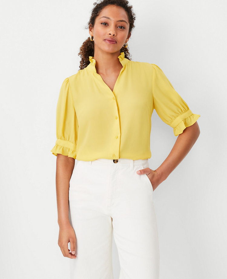 Petite Ruffle Collar Shirt carousel Product Image 3