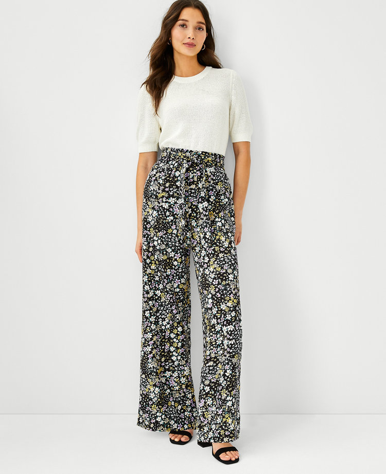 The Petite Floral Tie Waist Pant