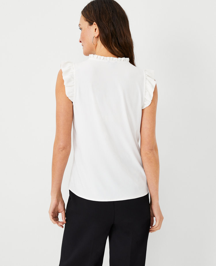 Mixed Media Ruffle Button Shell