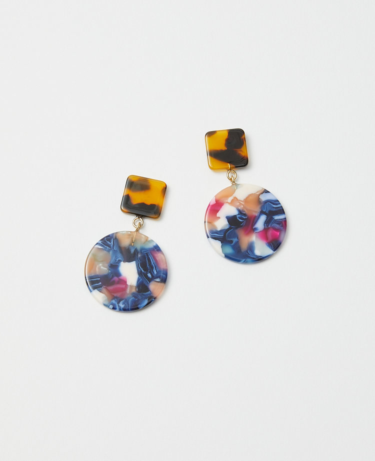 Mixed Tortoiseshell Print Drop Earrings