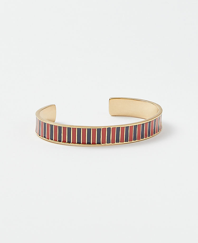 Striped Enamel Bangle Bracelet