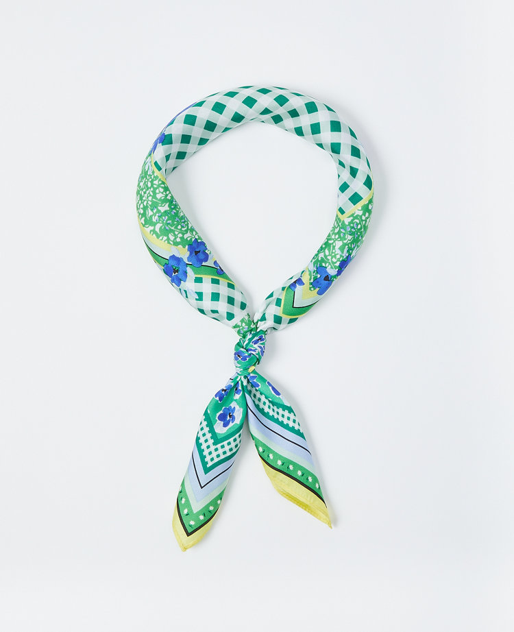 Gingham Silk Little Scarf