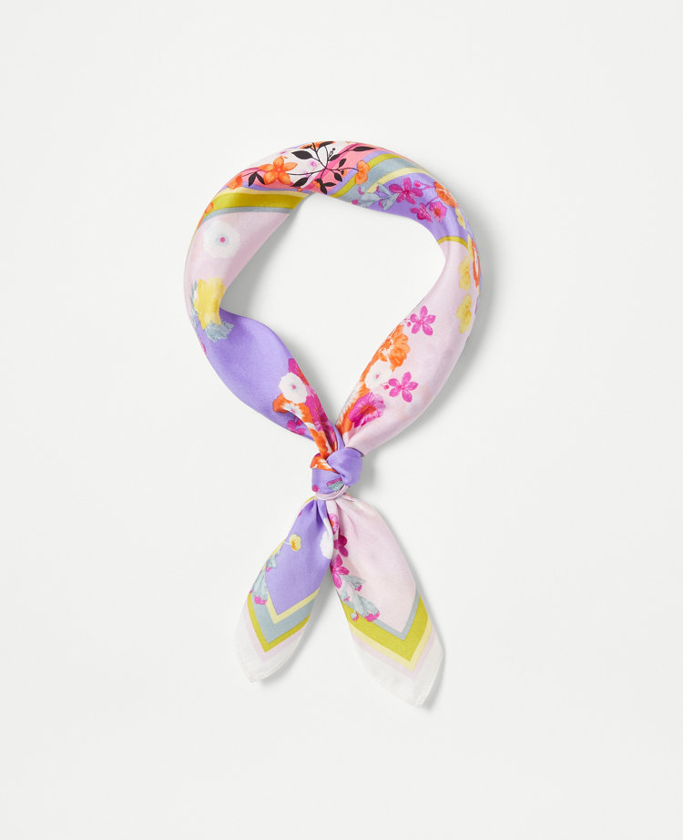 Placed Floral Silk Little Scarf