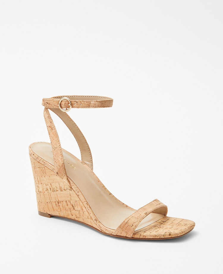 Ann Taylor Cork Wedge Sandals In Natural