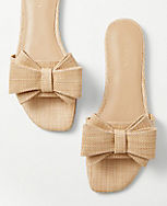 Straw Bow Slide Sandals carousel Product Image 2