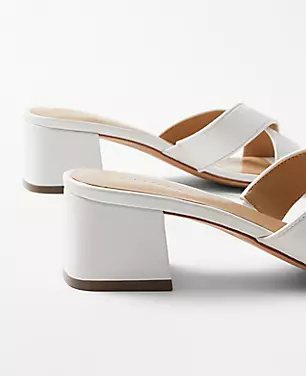 Crossover Leather Block Heel Sandals carousel Product Image 2