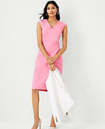 The Double V-Neck Sheath Dress in Linen Blend Twill carousel Product Image 3
