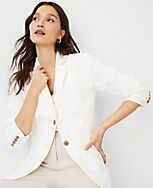 The Two Button Blazer in Herringbone Linen Blend carousel Product Image 1