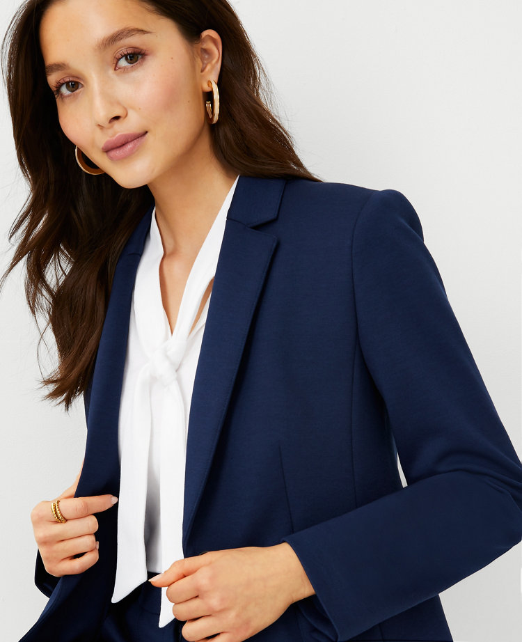 The Petite Notched Two Button Blazer in Double Knit