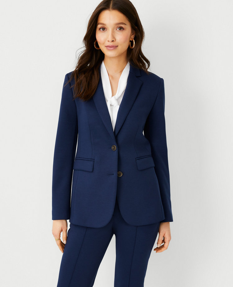 Ann Taylor The Petite Notched Two Button Blazer Double Knit Pure Sapphire Women's