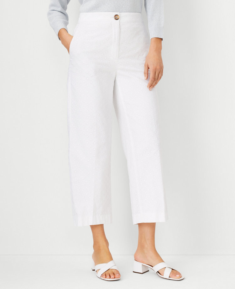 The Petite Eyelet Wide Leg Crop Pant carousel Product Image 3
