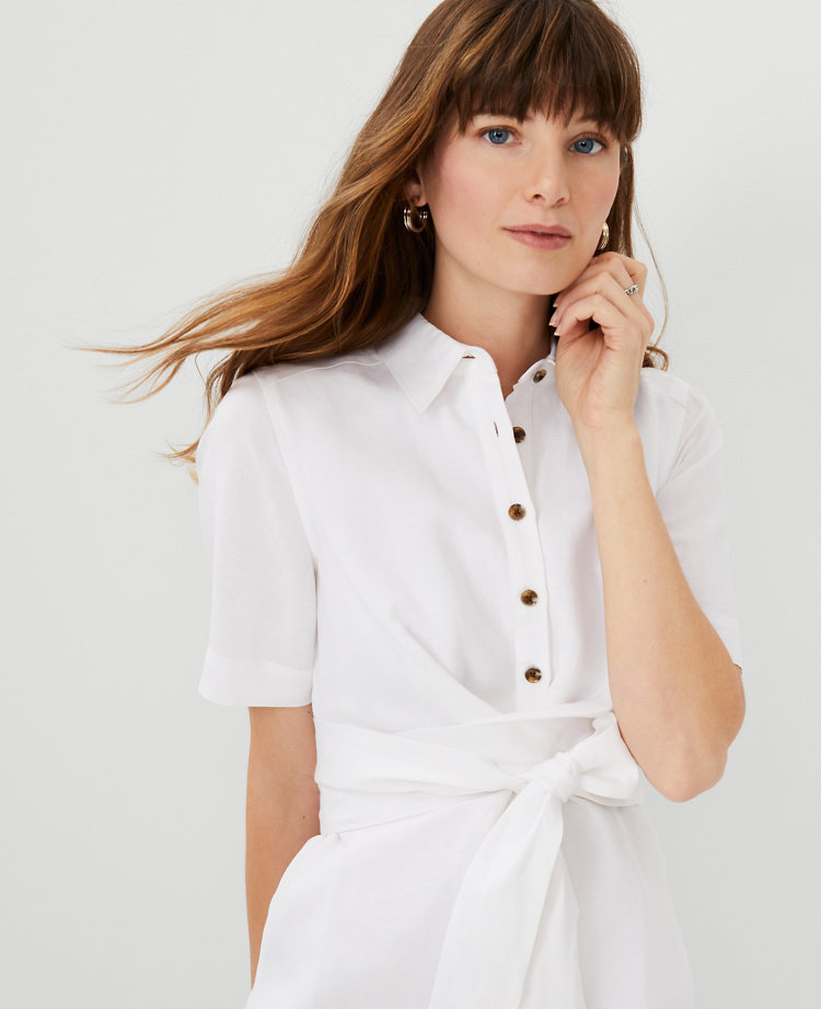 Petite white shop shirt dress