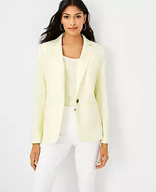 The Petite Hutton Blazer in Linen Blend Twill carousel Product Image 1