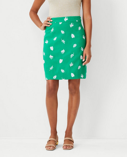 Petite Embroidered A-Line Skirt