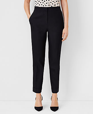 Ann Taylor The Petite High Waist Ankle Pant In Linen Blend - Curvy Fit In Black