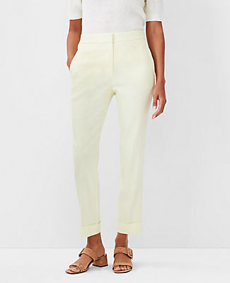 Ann Taylor The Petite High Waist Ankle Pant In Linen Blend - Curvy Fit In Tender Yellow