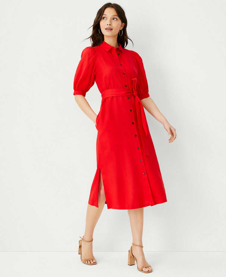 Petite linen shirt dress best sale