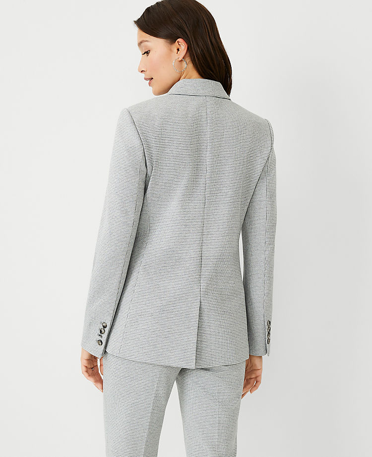 The Notched Two Button Blazer in Houndstooth Knit