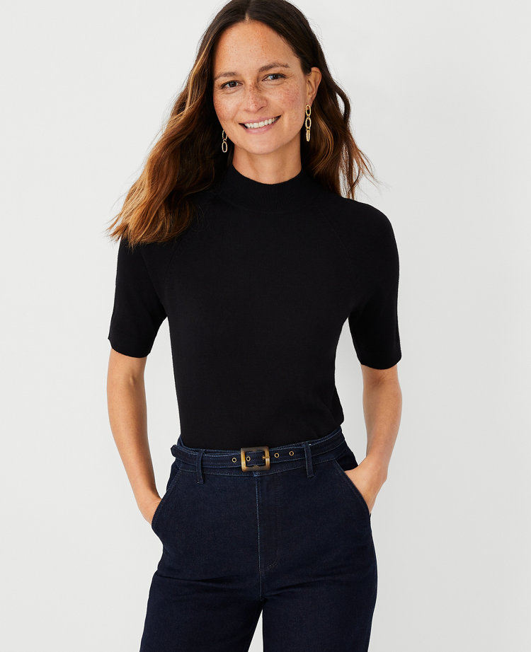 Womens black clearance mock neck sweater