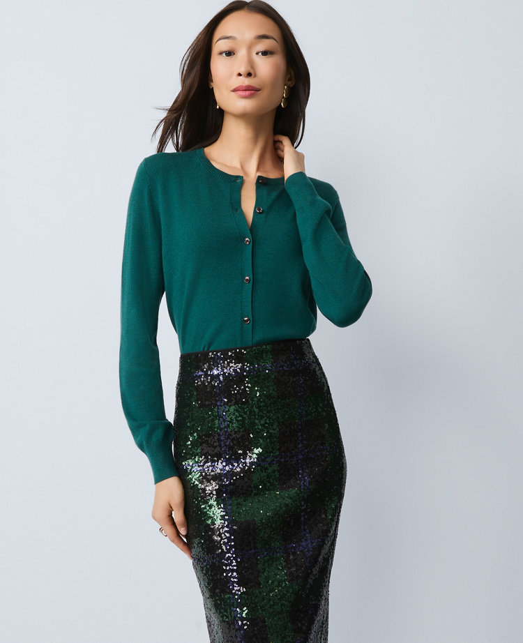 Ann Taylor Ann Cardigan In Green