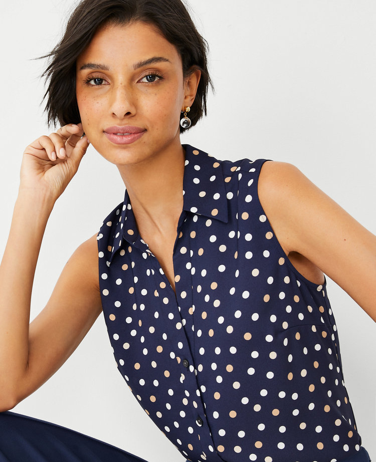 Polka Dot Sleeveless Essential Shirt