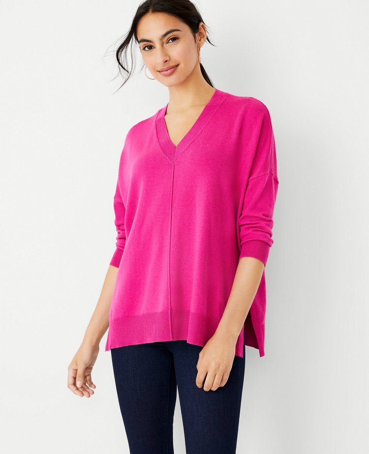 Easy V-Neck Tunic Sweater