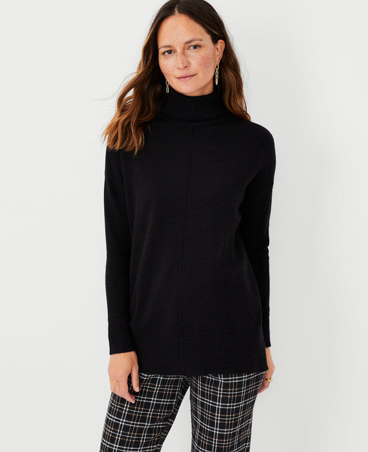 Ann Taylor Turtleneck Tunic Sweater Black Women's