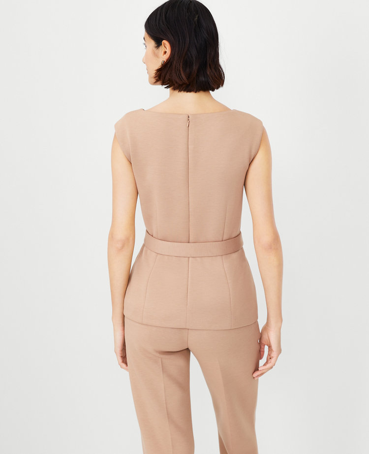 The Belted Top in Double Knit - Natural Camel