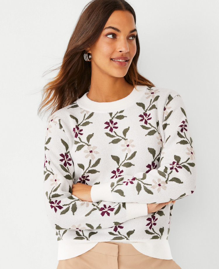 Floral Jacquard Sweater | Ann Taylor
