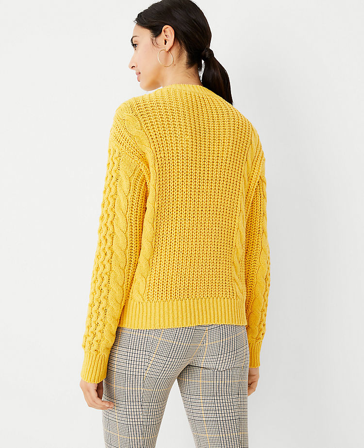 Mixed Cable Shoulder Button Sweater