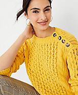 Mixed Cable Shoulder Button Sweater carousel Product Image 3