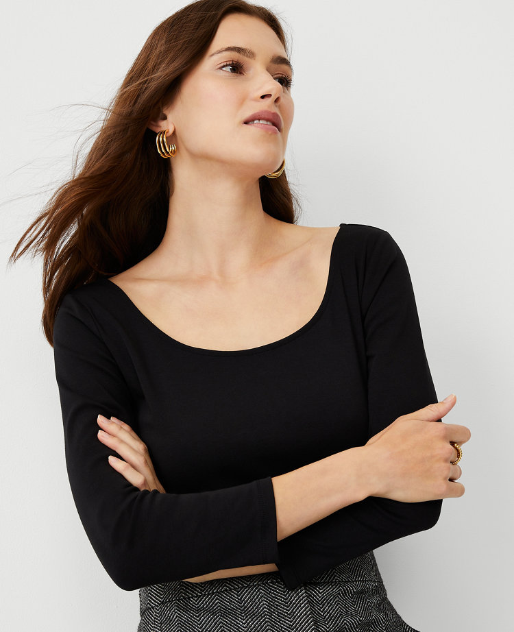  Black Scoop Neck Top