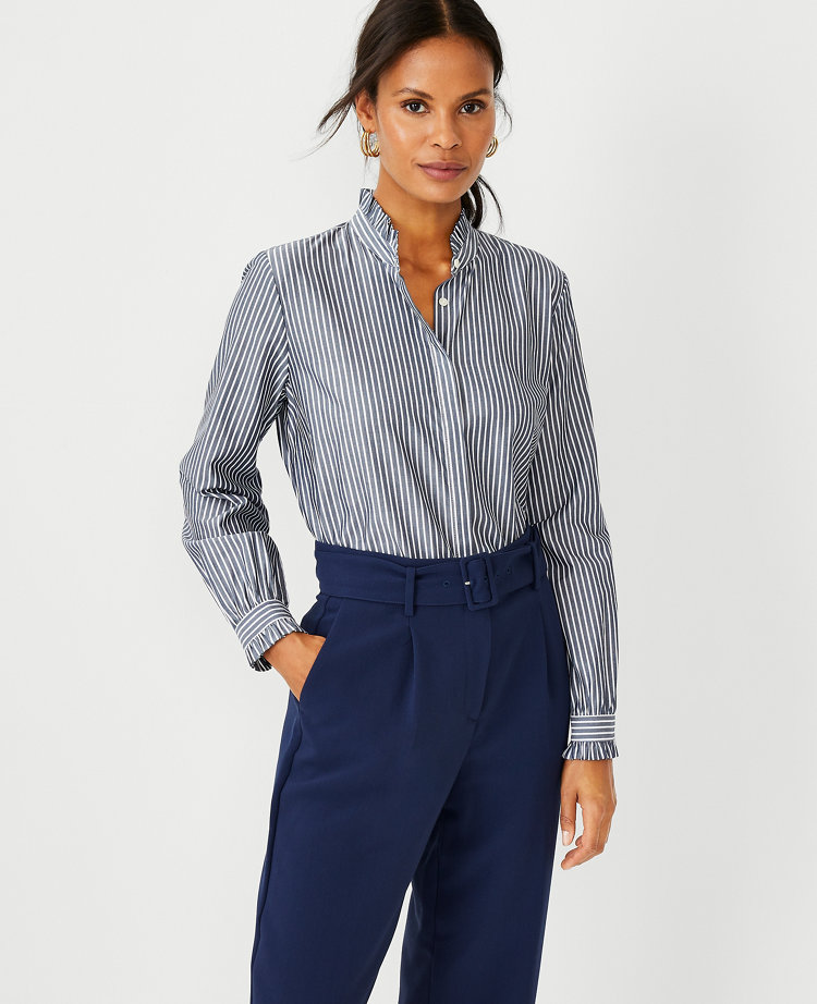 Striped store ruffle shirt