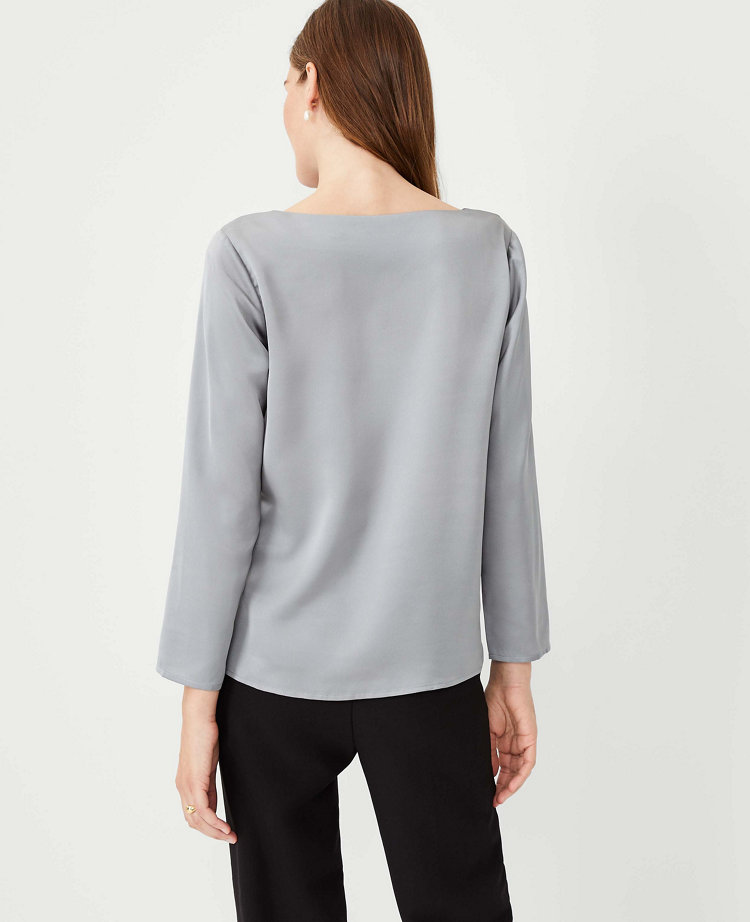 Cowl Neck Liquid Silk Womens Blouse Long Sleeve