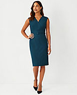The Wrap Belted Sheath Dress in Airy Wool Blend carousel Product Image 1